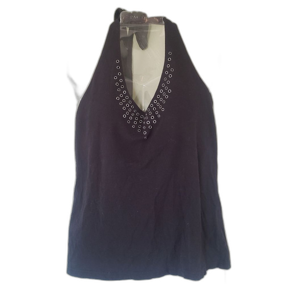 Apostrophe Black Embellished Tank Top Built‑in Bra Stretchy Womens Medium - Picture 1 of 4